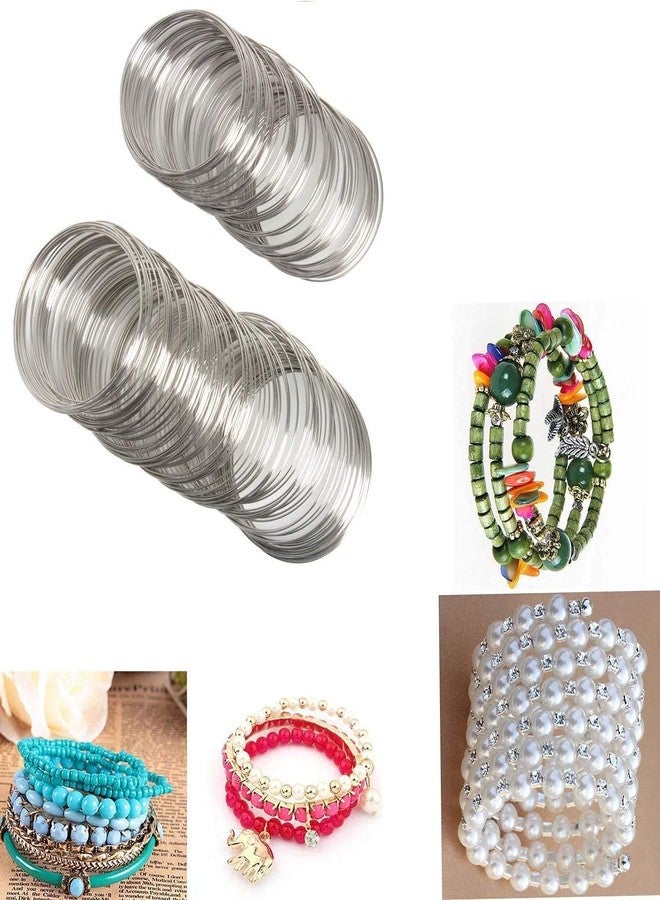 DIY Crafts Nickel Silver, Pack Of 60 Pcs, Jewelry Wire, Silvertone Memory Beading Wire Bracelet Rigid Steel for Wire Wrap (Pack of (Nickel Silver, Pack Of 60 Pcs) - Image 1